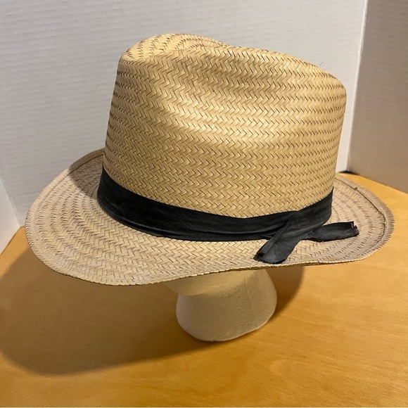 Straw Fedora Hat Trilby Cuban Sun Cap Summer Beach Sun Panama Short Brim Mens OS - Picture 1 of 7